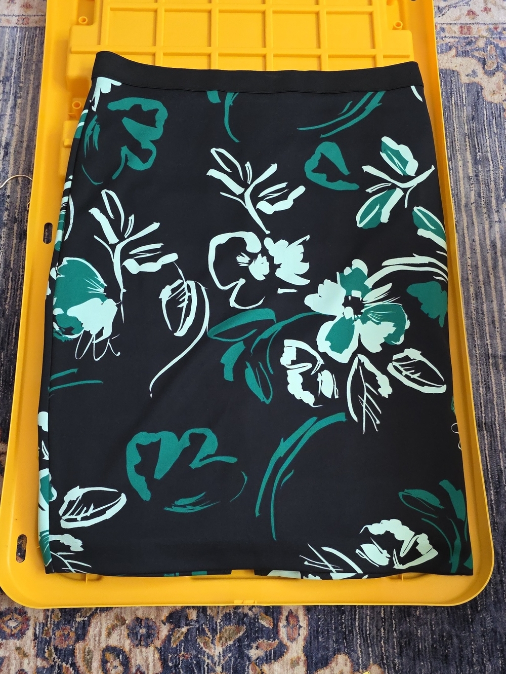 Alfani Black Swim Skirt with Green & White Floral Print